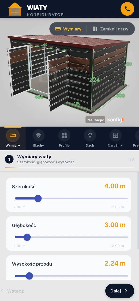 Konfigurator wiat śmietnikowych, podgląd 1